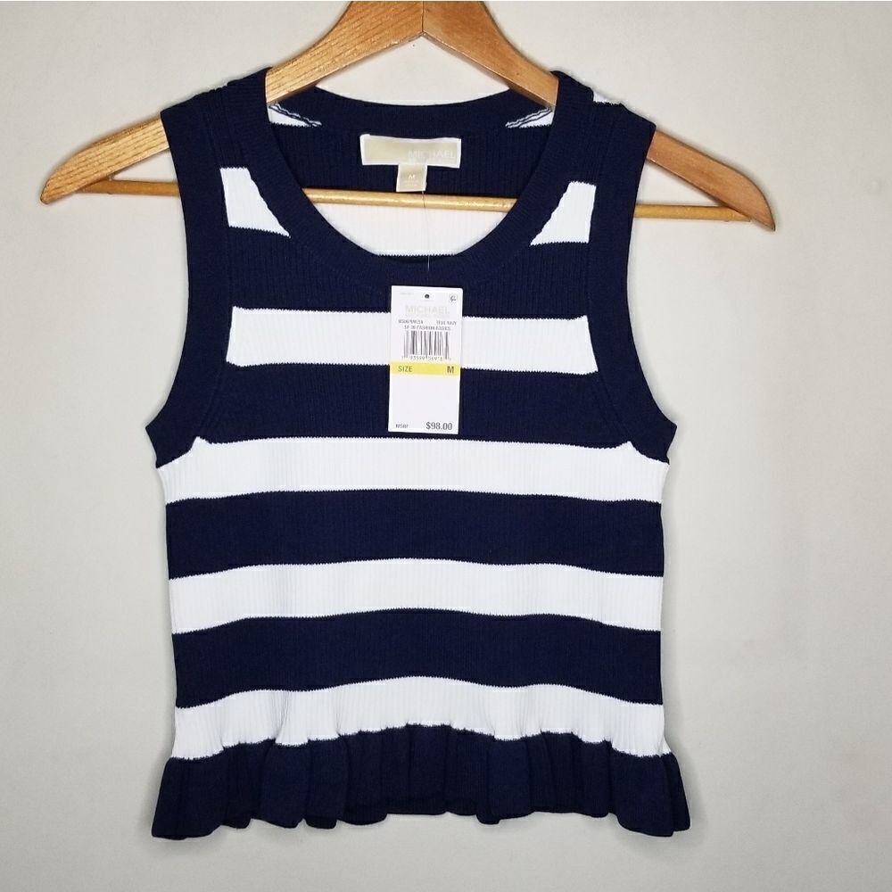 Michael Kors sleeveless top new with tags blue and white Women's size medium